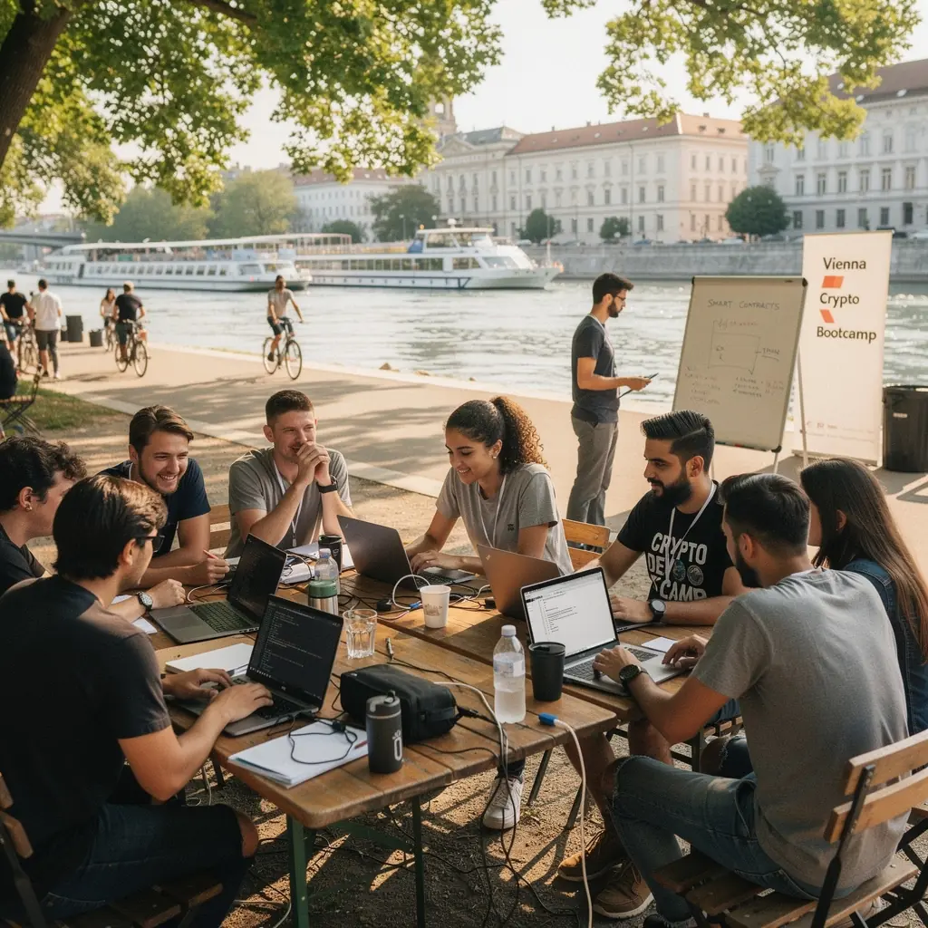 Grafik einer Blockchain, die die Verbindung zwischen verschiedenen Knotenpunkten zeigt.