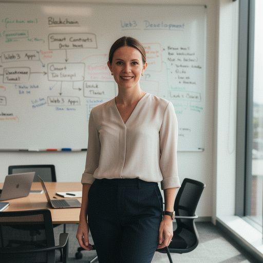 Ein Bildschirm, der eine Präsentation über Kryptowährungen und deren Anwendung zeigt.